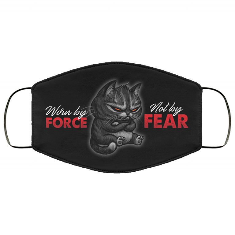 Worn By Force Not By Fear Washable Reusable Printed Cloth Face Mask Cover, Black, Cloth Face Cover
