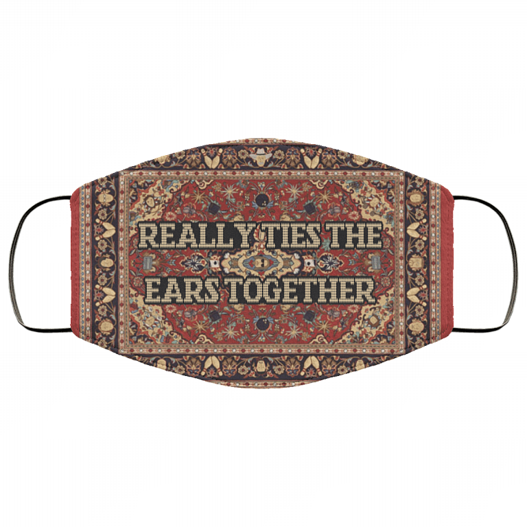 Big Lebowski Really Ties the Ears Together Washable Reusable Custom - Printed Cloth Face Mask Cover, White, Cloth Face Cover