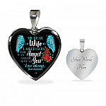My Dear Wife I Asked God for an Angel and He Sent Me You from Your Husband Heart Pendant Necklace - Heart Luxury Necklace (Silver)