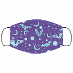 Purple Bat Witchy Cute Mask Washable Reusable Custom – Printed Cloth Face Mask Cover, White, Cloth Face Cover