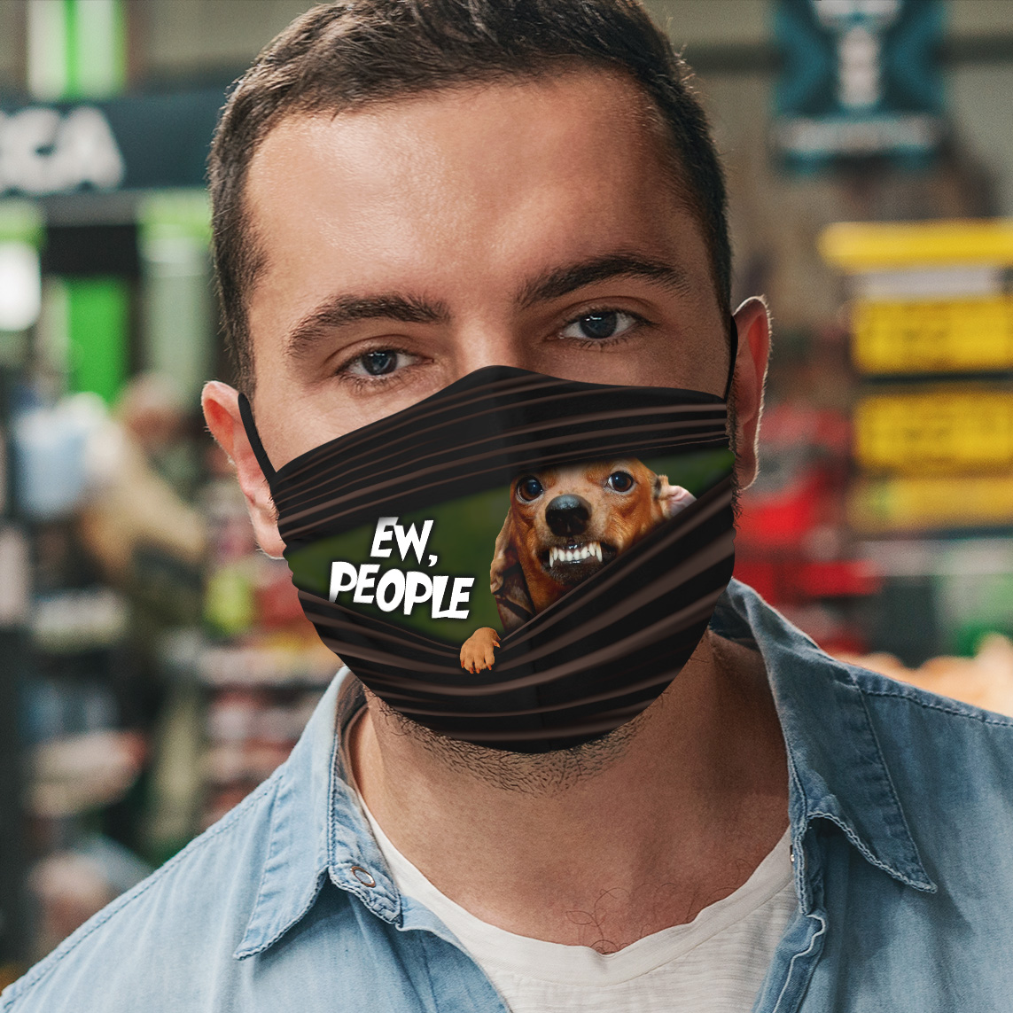 4VT. Dachshund Ew People mask mockup