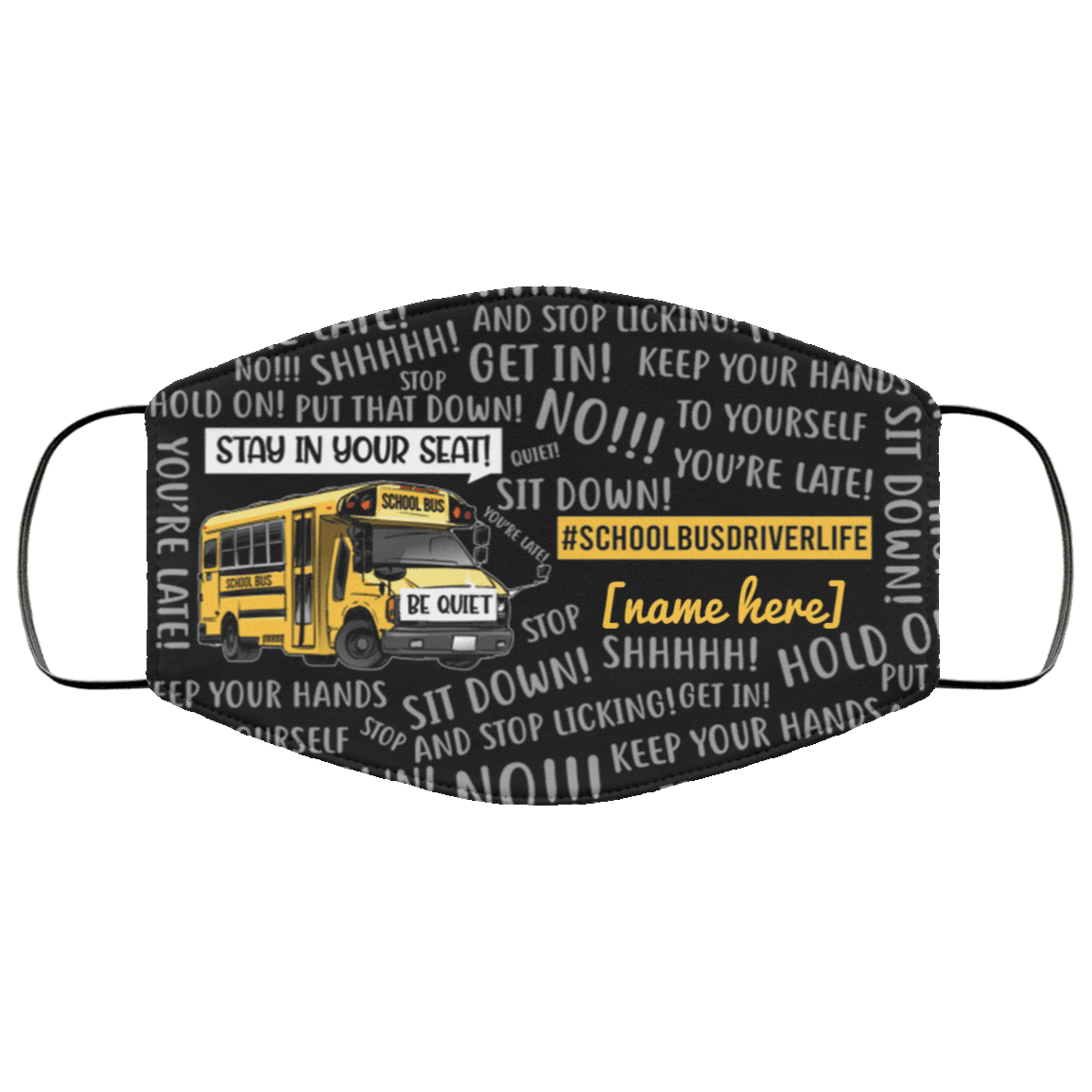 Funny School Bus Driver Life Cloth Mask, Black, Cloth Face Cover Funny School Bus Driver Life Cloth Mask, Black, Cloth Face Cover