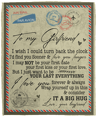 To My Girlfriend I Wish I Could Turn Back The Clock Letter Fleece Blanket - Premium Sherpa Blanket - Woven Blanket, White, Cozy Plush Fleece Blanket - 50x60