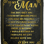 To My Man The Day I Met You I Found My Missing Piece Fleece Blanket - Premium Sherpa Blanket - Woven Blanket, White, Cozy Plush Fleece Blanket - 50x60