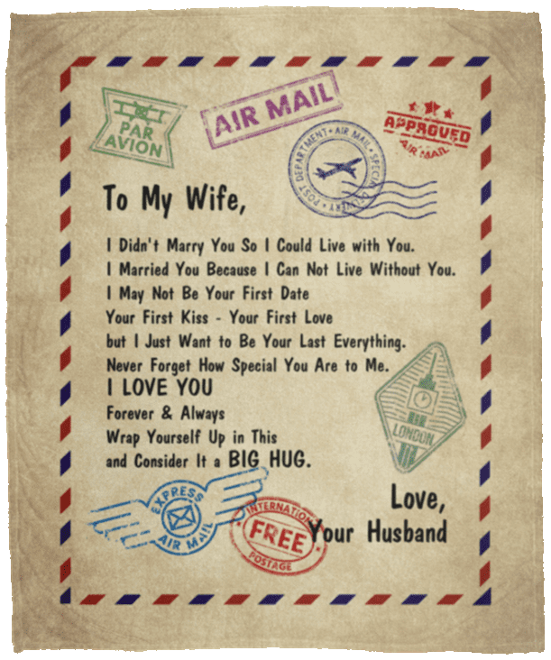 From Husband To My Wife I Didn't Marry You So I Could Live With You Fleece Blanket - Premium Sherpa Blanket, White, Cozy Plush Fleece Blanket - 50x60