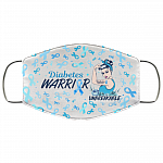 Diabetes Warrior Unbreakable Washable Reusable Custom Face Mask Cover, White, Cloth Face Cover