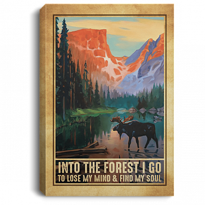Into the Forest I Go to Lose My Mind Wrapped Framed Canvas Prints - Unframed Poster - Home Decor Wall Art, White, 0.75'' Framed Canvas