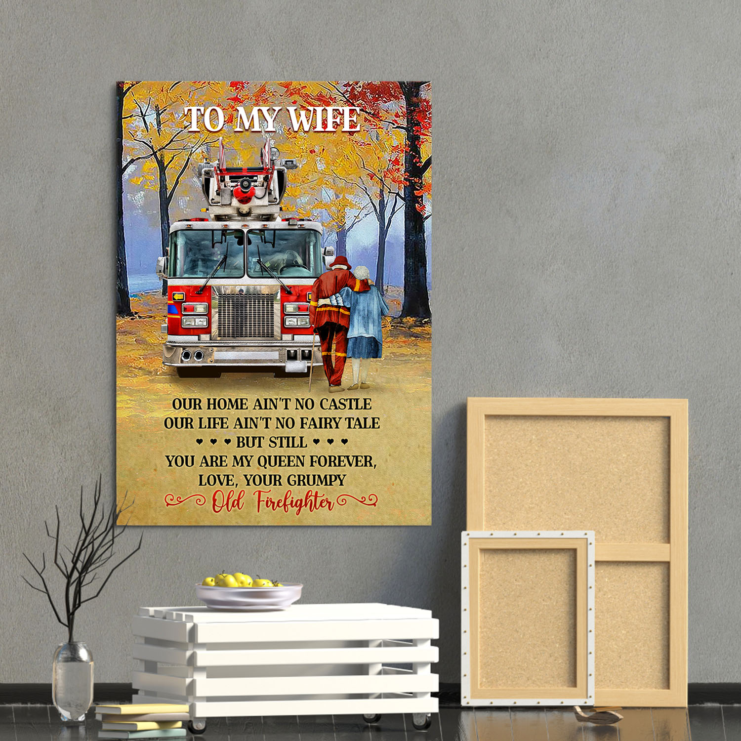5VT. To My Wife Old Firefighter canvas mockup