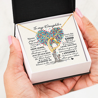 To My Daughter Never Forget How Much I Love You From Mom Forever Heart Pendant Necklace