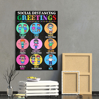 Alternative view of Social Distancing Greetings Funny Classroom Gallery Wrapped Framed Canvas Prints - Unframed Poster