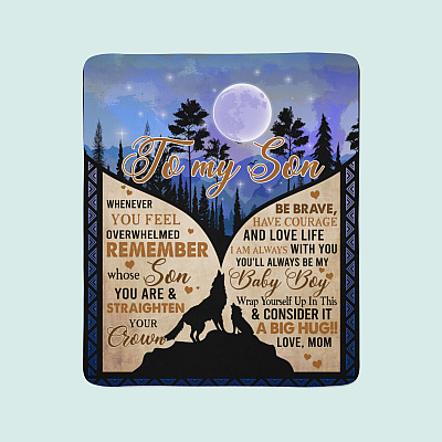 Alternative view of From Mom To My Son Whenever You Feel Overwhelmed Wolf Fleece Blanket – Premium Sherpa Blanket – Woven Blanket