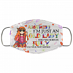 Assuming I'm Just An Old Lady Who Was Born In July Washable Reusable Custom Printed Cloth Face Mask Cover, White, Cloth Face Cover