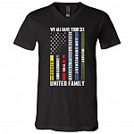 We All Have Your Six United Family Flag T-Shirt - V-Neck Shirt - US Thin Line Military Police Nurse Flag Shirt, Black, V-Neck T-Shirt