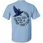 Crows Before Bros Suppoer Your Local Murder - Raven Viking Print On Back T-Shirt, Light Blue, Unisex T-Shirt