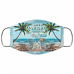 A Day At Beach Restores The Soul Washable Reusable Custom - Printed Cloth Face Mask Cover, White, Cloth Face Cover