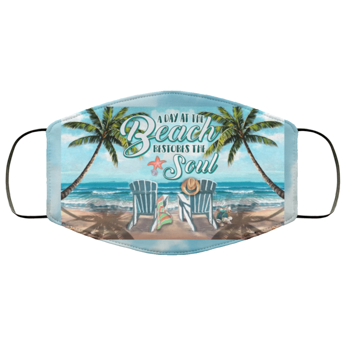 A Day At Beach Restores The Soul Washable Reusable Custom - Printed Cloth Face Mask Cover, White, Cloth Face Cover A Day At Beach Restores The Soul Washable Reusable Custom - Printed Cloth Face Mask Cover, White, Cloth Face Cover