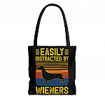 Easily Distracted by Wieners Vintage Retro All Over Print Tote Bag - Shoulder Bag