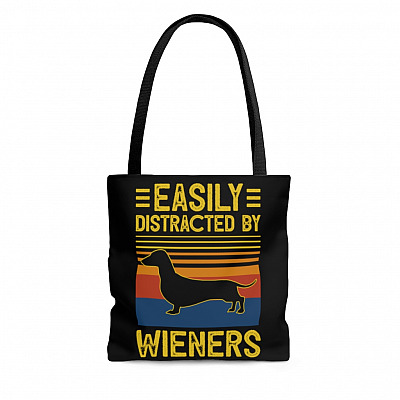 Easily Distracted by Wieners Vintage Retro All Over Print Tote Bag - Shoulder Bag