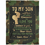 From Mom to My Son Just Always Remember This I Love You Camouflage Fleece - Premium Sherpa Blanket, White, Arctic Fleece Blanket - 60x80