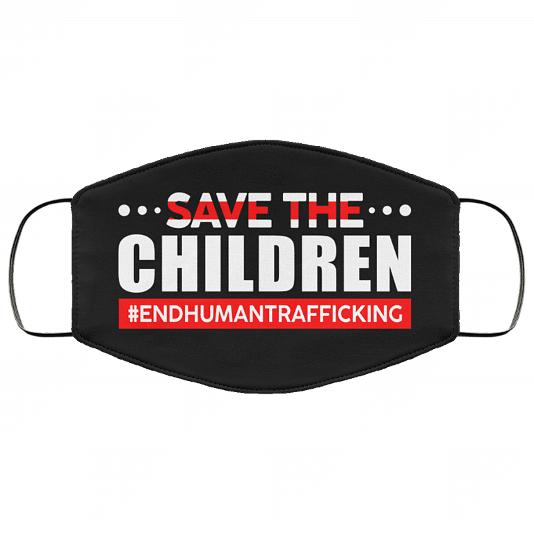 Save The Children End Human Trafficking Washable Reusable Custom-Printed Cloth Face Mask Cover, White, Cloth Face Cover