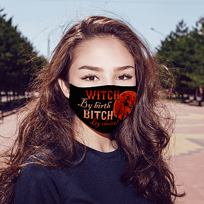 Alternative view of Witch By Birth Bitch By Choice Washable Reusable Custom - Printed Cloth Face Mask Cover - Witch Halloween Mask
