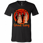 Ghoul Gang Sunset Halloween T-shirt - V-neck For Women - Squad Goals Elvira Morticia Shirt, Black, V-Neck T-Shirt
