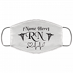 Personalized Name RN Nurse Washable Reusable Custom - Printed Cloth Face Mask Cover, White, Cloth Face Cover