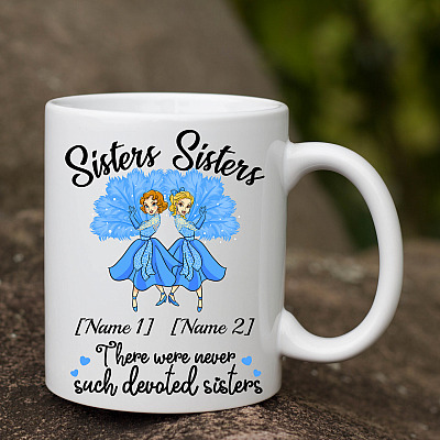 Alternative view of Personalized Sisters Sisters There Were Never Such Devoted Sisters for Christmas White Coffee Mug - Water Bottle