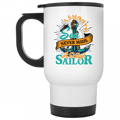 14 oz. White Travel Mug