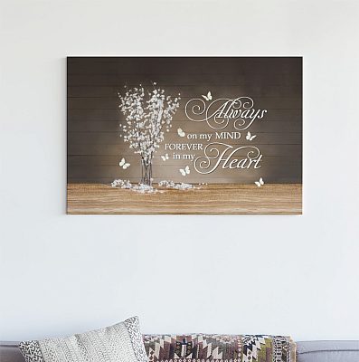 Alternative view of Butterfly Always On My Mind Forever In My Heart Framed Canvas Prints - Unframed Poster - Home Decor Wall Art