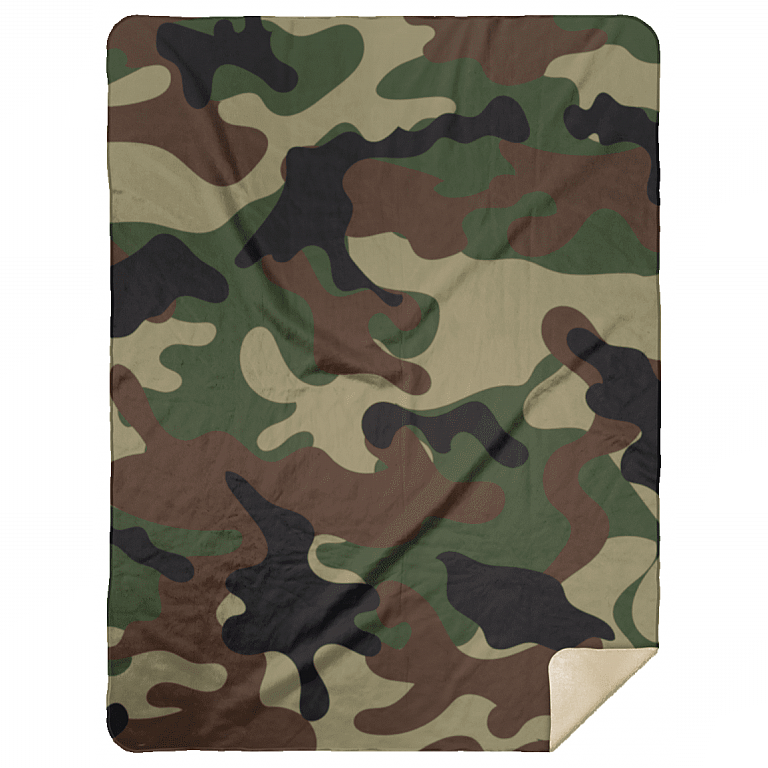 Camouflage Fleece Blanket - Premium Sherpa Blanket - Woven Blanket, White, Premium Mink Sherpa Blanket - 60x80