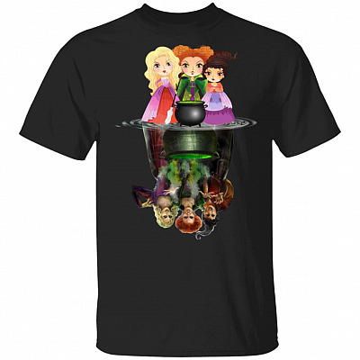 Hocus Three Witches Pocus Reflection T-Shirt, Black, Unisex T-Shirt