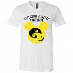 Expecting A Little Nightmare T-Shirt - Pregnant Halloween Shirt, White, V-Neck T-Shirt