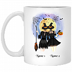 Personalized Halloween Best Friends Witches Ceramic Coffee Mug - Beer Stein - Water Bottle - Color Changing Mug, White, 11 oz. White Mug