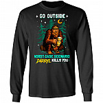 Go Outside Worst Case Scenario Darryl Kills You Bigfoot Hoodie - Sweatshirt - Funny Drinking Hoodie, Black, Long Sleeve