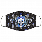 Diabetic Awareness Face Mask - Diabetes Awareness Sugar Skull Washable Reusable Custom Printed Cloth Face Mask Cover, White, Cloth Face Cover