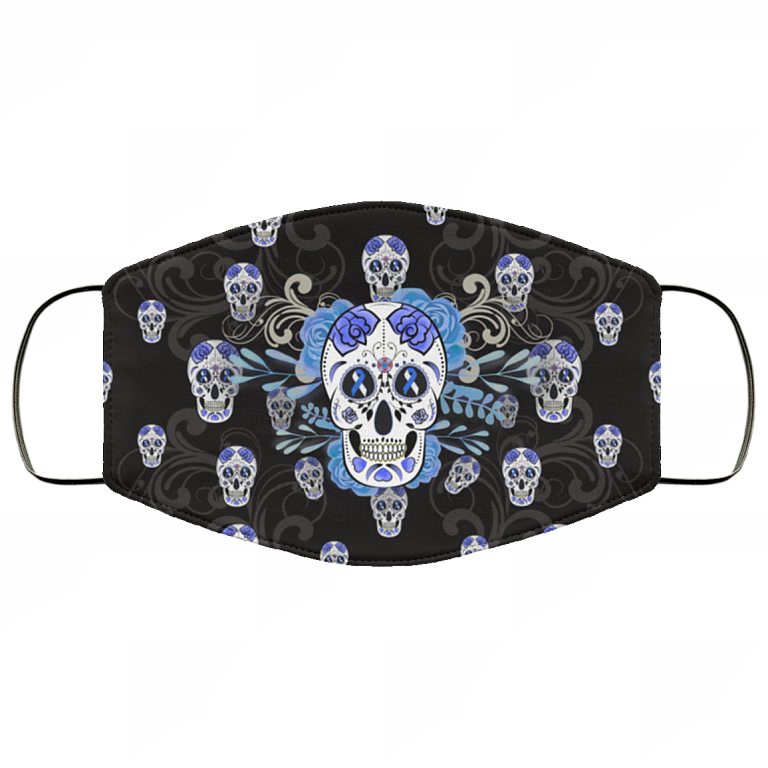 Diabetic Awareness Face Mask - Diabetes Awareness Sugar Skull Washable Reusable Custom Printed Cloth Face Mask Cover, White, Cloth Face Cover