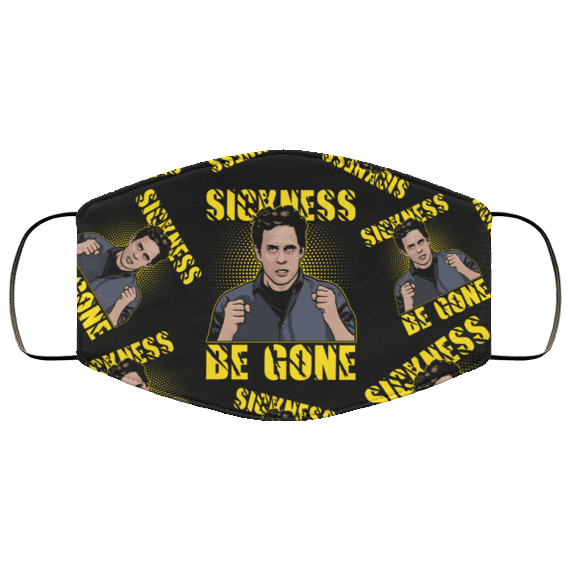 Sickness Be Gone The Five-Star Man Washable Reusable Custom Printed Cloth Face Mask Cover, Black, Cloth Face Cover Sickness Be Gone The Five-Star Man Washable Reusable Custom Printed Cloth Face Mask Cover, Black, Cloth Face Cover