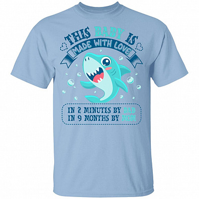 This Baby Is Made with Love in 2 Minutes by Dad in 9 Months by Mom Youth Tee, Light Blue, Youth T-Shirt