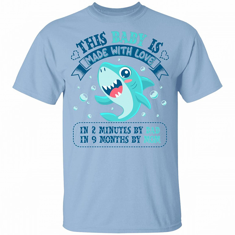 This Baby Is Made with Love in 2 Minutes by Dad in 9 Months by Mom Youth Tee, Light Blue, Youth T-Shirt