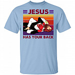 Vintage Wrestling Jesus Has Your Back T-Shirt - Funny Brazilian Jiu Jitsu Tee Shirt, Light Blue, Unisex T-Shirt