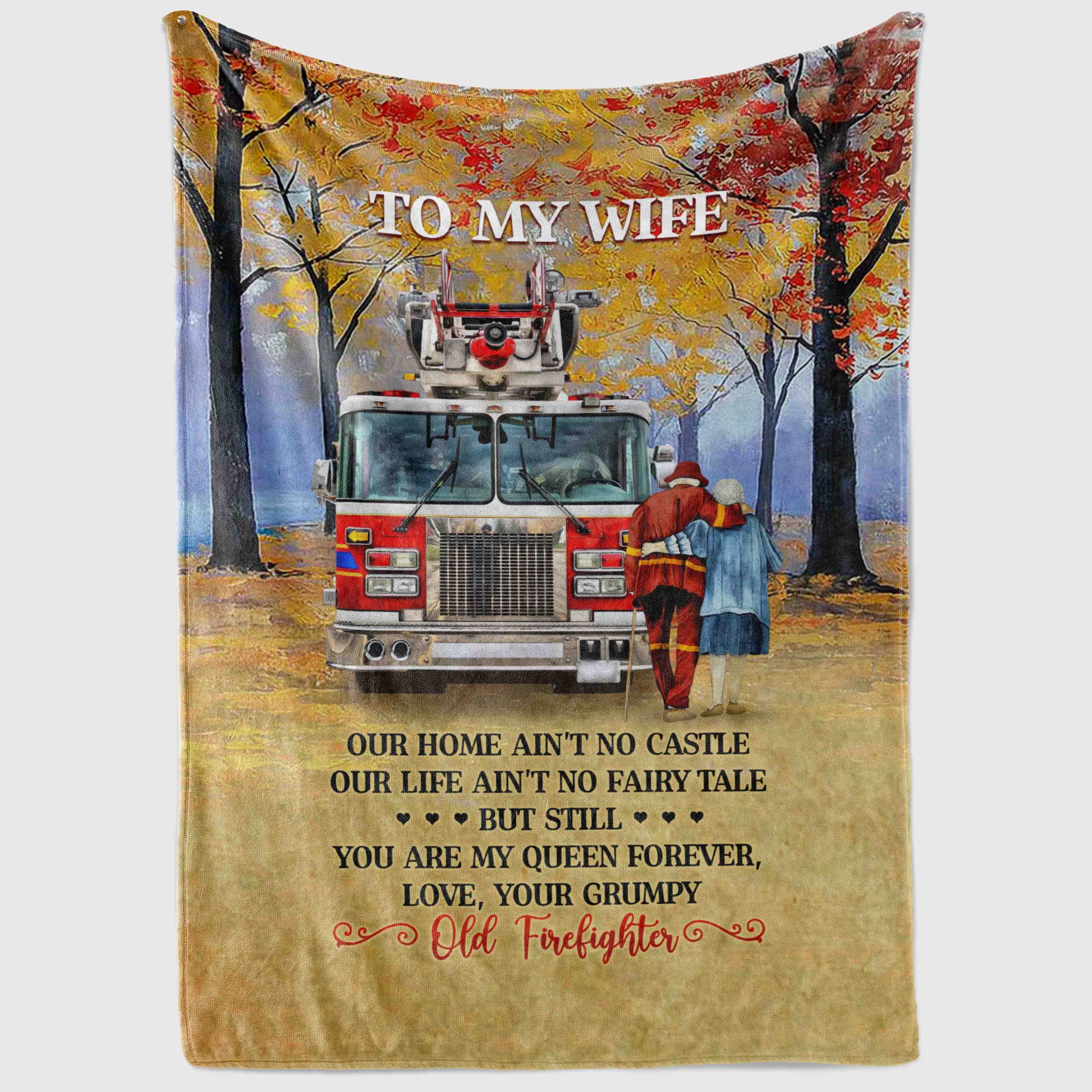 5VT. To My Wife Old Firefighter blanket mockup