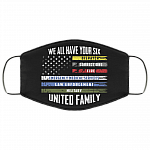 We All Have Your Six United Family Thin Line Military Police Flag Washable Reusable Printed Cloth Face Mask, Black, Cloth Face Cover