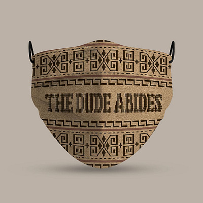 Alternative view of Big Lebowski the Dude Abides Washable Reusable Custom - Printed Cloth Face Mask Cover