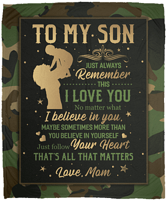 From Mom to My Son Just Always Remember This I Love You Camouflage Fleece - Premium Sherpa Blanket, White, Cozy Plush Fleece Blanket - 50x60
