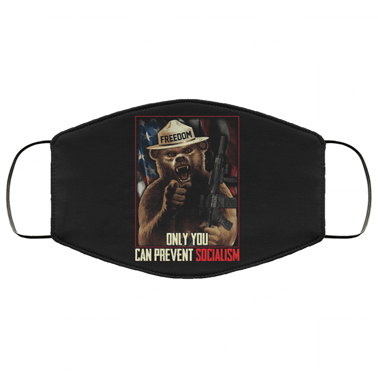 Only You Can Prevent Socialism Washable Reusable Custom Printed Cloth Face Mask Cover - MAGA Anti-socialist Face Mask, Black, Cloth Face Cover