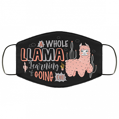 A Whole Llama Learning Going On Washable Reusable Custom - Printed Cloth Face Mask Cover, Black, Cloth Face Cover