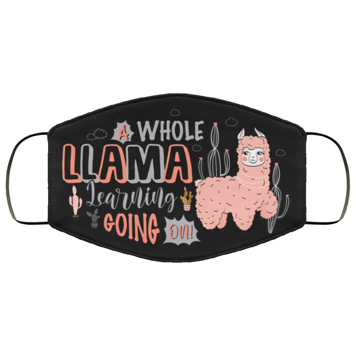 A Whole Llama Learning Going On Washable Reusable Custom - Printed Cloth Face Mask Cover, Black, Cloth Face Cover A Whole Llama Learning Going On Washable Reusable Custom - Printed Cloth Face Mask Cover, Black, Cloth Face Cover
