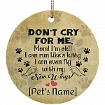 Personalized Don't Cry For Me I Can Run I Can Even Fly With My New Wings Porcelain Ceramic Circle Ornament, White, Ceramic Circle Ornament