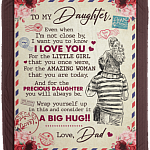 To My Daughter Even When I'm Not Close By From Dad Letter Fleece Blanket - Premium Sherpa Blanket, White, Cozy Plush Fleece Blanket - 50x60